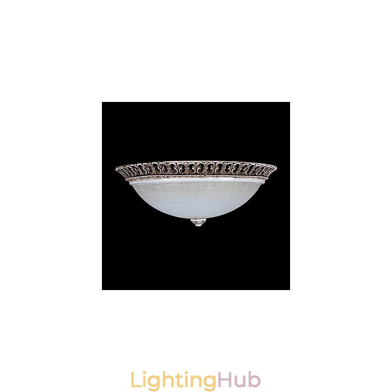 Dark Brown Flush Mount Light Glass Resin Pattern Carving European Classic