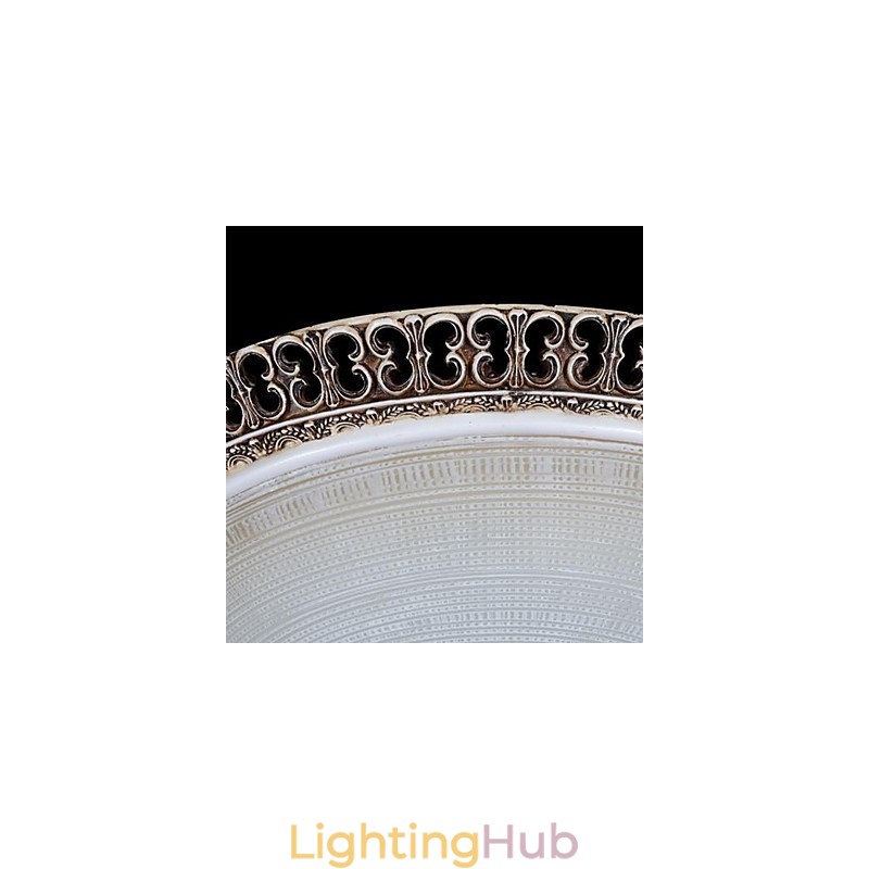 Dark Brown Flush Mount Light Glass Resin Pattern Carving European Classic