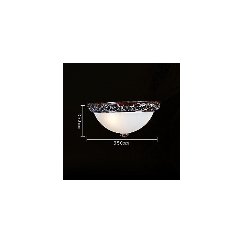 Flush Mount Light Glass Resin Silver Carving European Classic