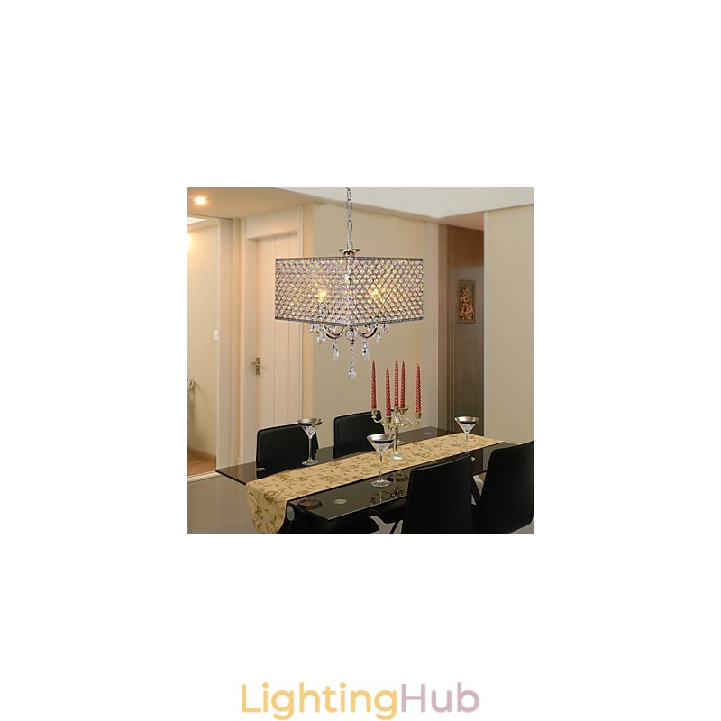 Modern Contemporary Drum Crystal Painting Metal Chandelier