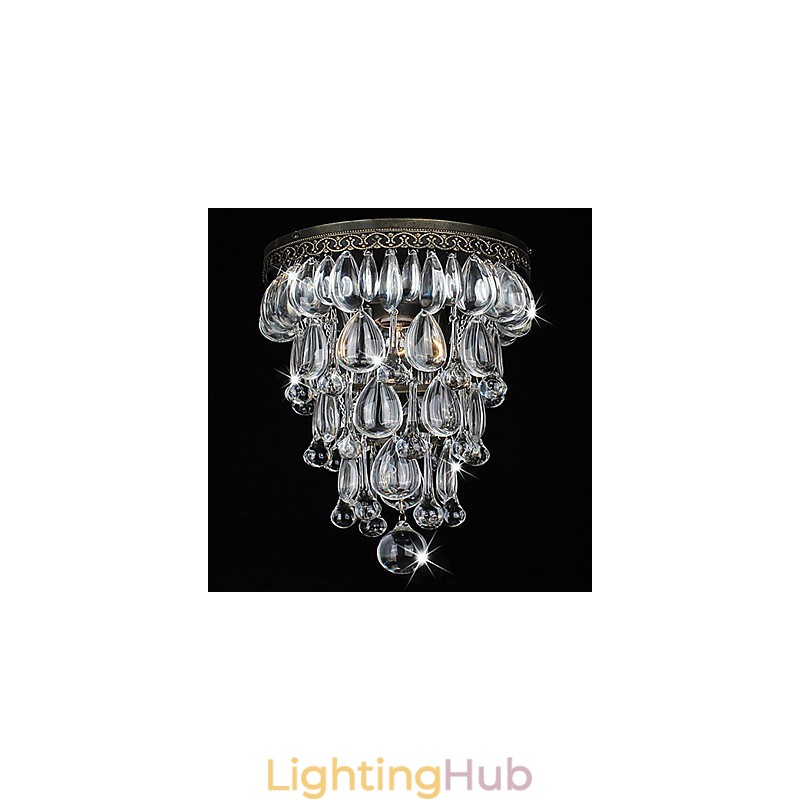 Crystal Flush Mount 1 Light Vintage Iron Electroplating