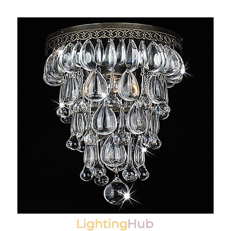 Crystal Flush Mount 1 Light Vintage Iron Electroplating Crystal Flush Mount 1 Light Vintage Iron Electroplating