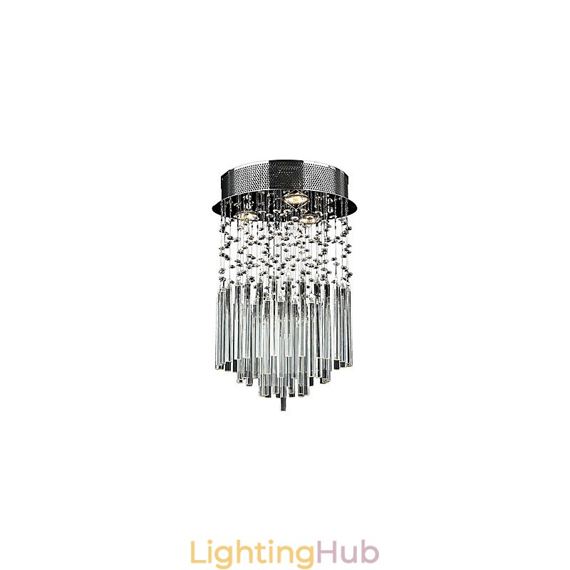 Modern Contemporary Crystal Electroplated Metal Flush Mount