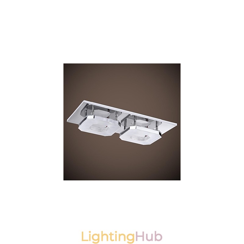 16W Acrylic Flush Mount 2 light Modern Acrylic Electroplating Stainless Steel