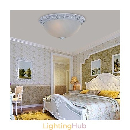 White Flush Mount Light Glass Resin Carving European Classic White Flush Mount Light Glass Resin Carving European Classic