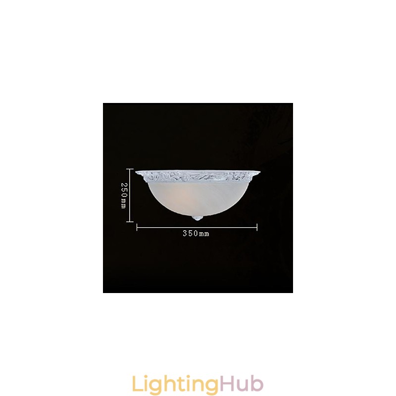 White Flush Mount Light Glass Resin Carving European Classic