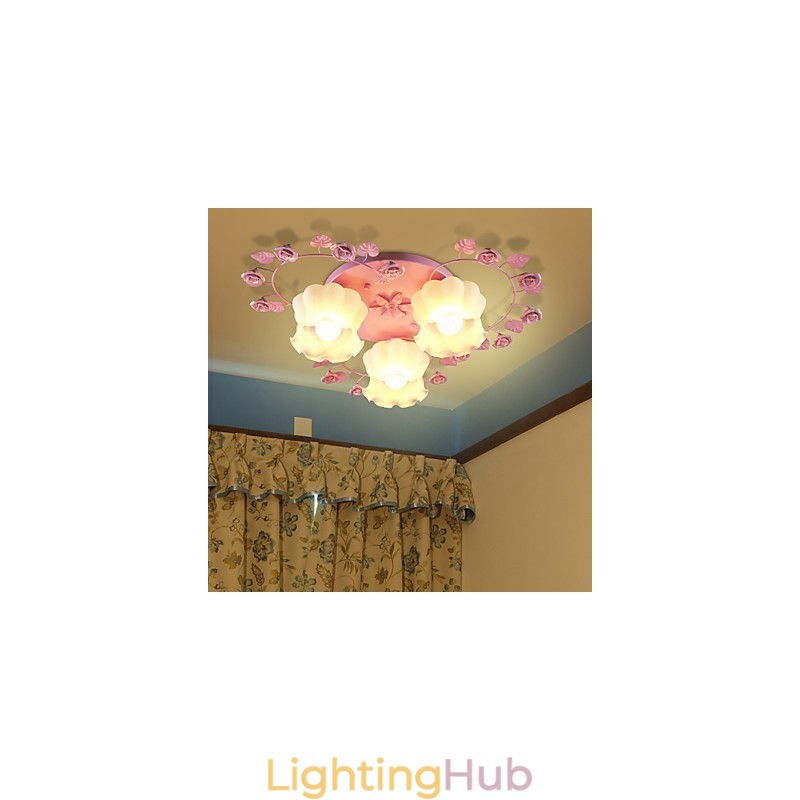 Creative Lamp Lamp Contracted Rural Sweet Pink Rose 3 Absorb Dome Light