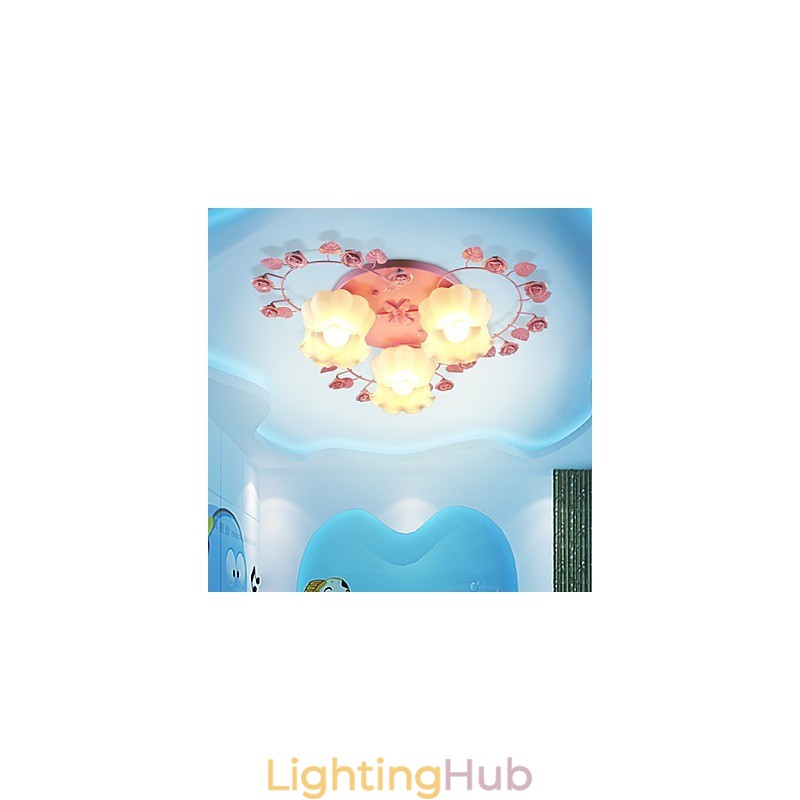 Creative Lamp Lamp Contracted Rural Sweet Pink Rose 3 Absorb Dome Light