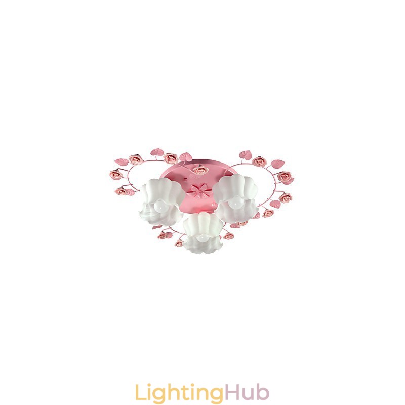 Creative Lamp Lamp Contracted Rural Sweet Pink Rose 3 Absorb Dome Light