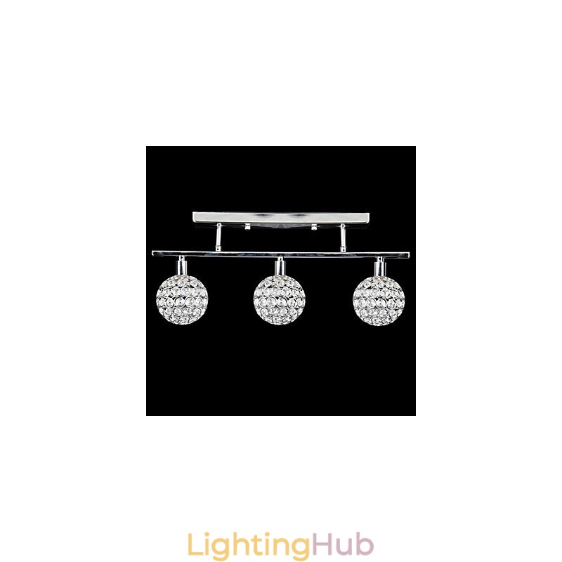 Modern Contemporary Crystal Chrome Metal Flush Mount