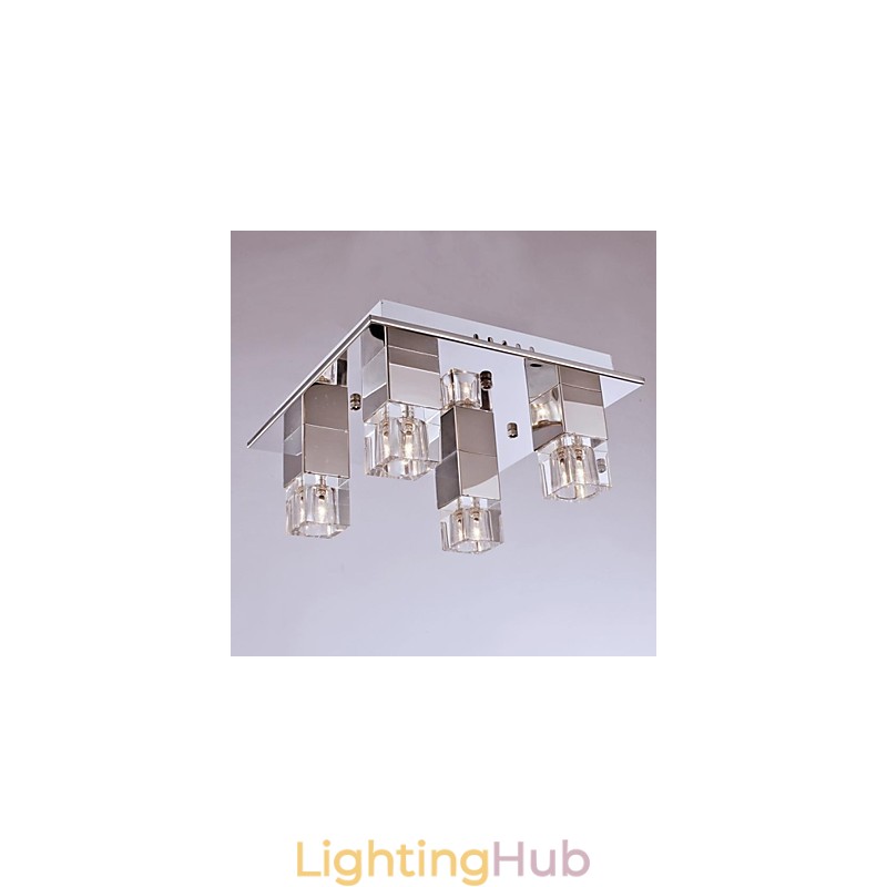 Ceiling Lamps 4 Light Crystal Artistic Stainless Steel Plating