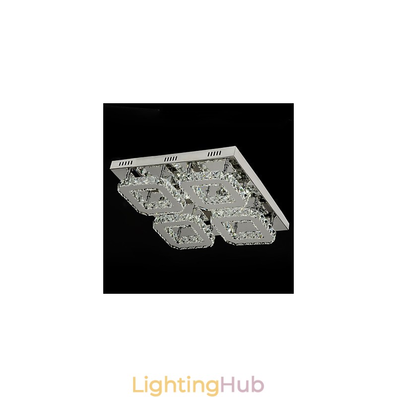 Modern Contemporary Crystal Chrome Metal Flush Mount