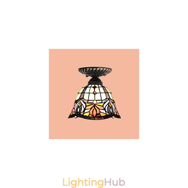 European Rural Creative Arts Stained Glass Absorb Dome Lamp Light