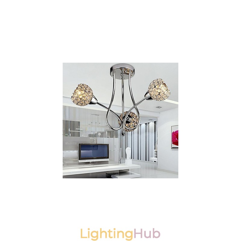Modern Contemporary Traditional Classic Crystal Electroplated Metal Pendant Light Flush Mount