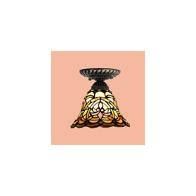 European Rural Creative Arts Stained Glass Absorb Dome Lamp Light