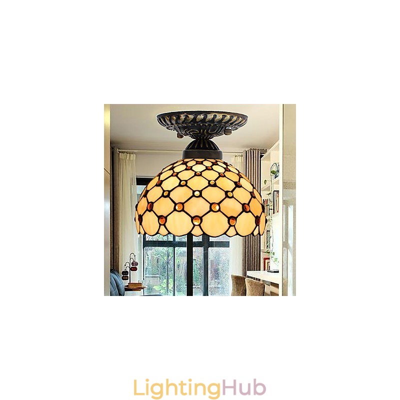 European Rural Creative Arts Stained Glass Absorb Dome Lamp Light