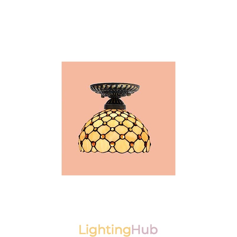 European Rural Creative Arts Stained Glass Absorb Dome Lamp Light