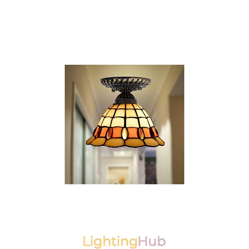 European Rural Creative Arts Stained Glass Absorb Dome Lamp Light