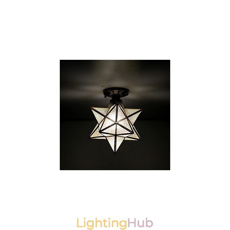 European Rural Creative Arts Stained Glass Stars To Absorb Dome Lamp Light