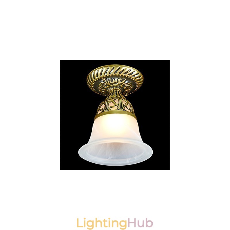 Bronze Flush Mount Light Moire Glass European Classic