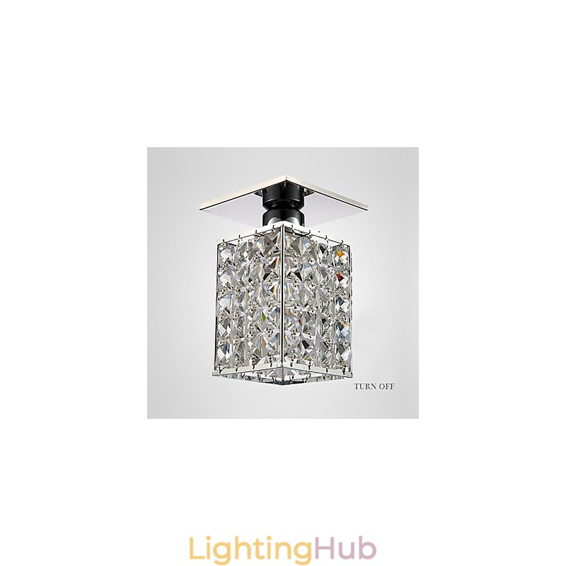 Modern Contemporary Crystal Electroplated Metal Flush Mount