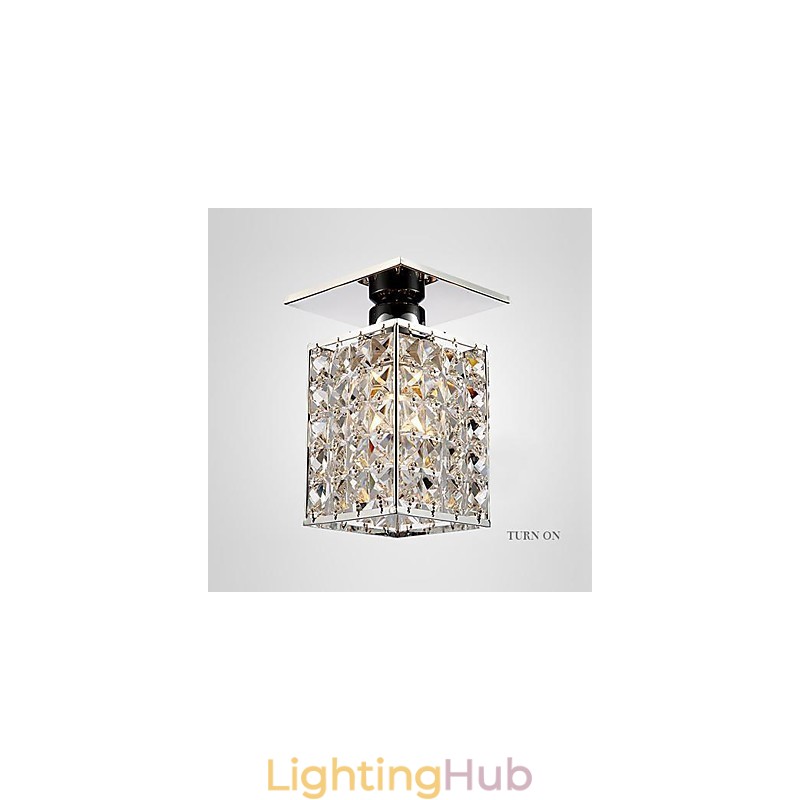Modern Contemporary Crystal Electroplated Metal Flush Mount