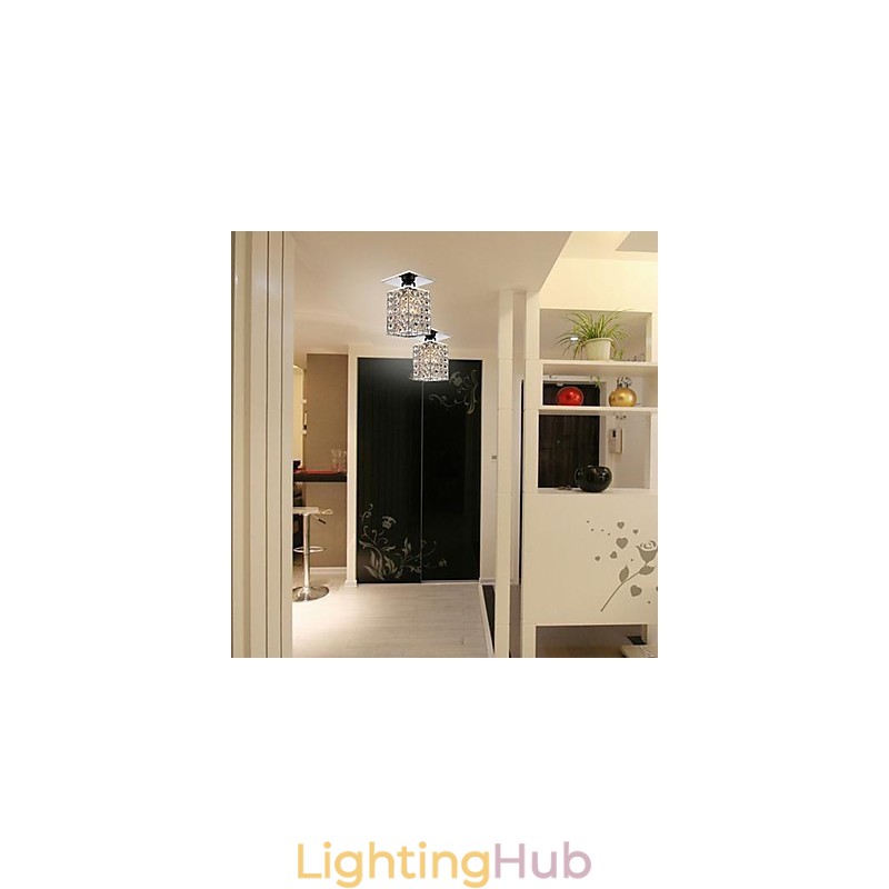 Modern Contemporary Crystal Electroplated Metal Flush Mount