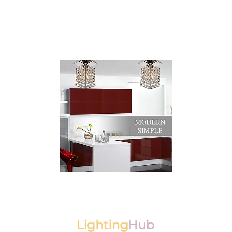 Modern Contemporary Crystal Electroplated Metal Flush Mount