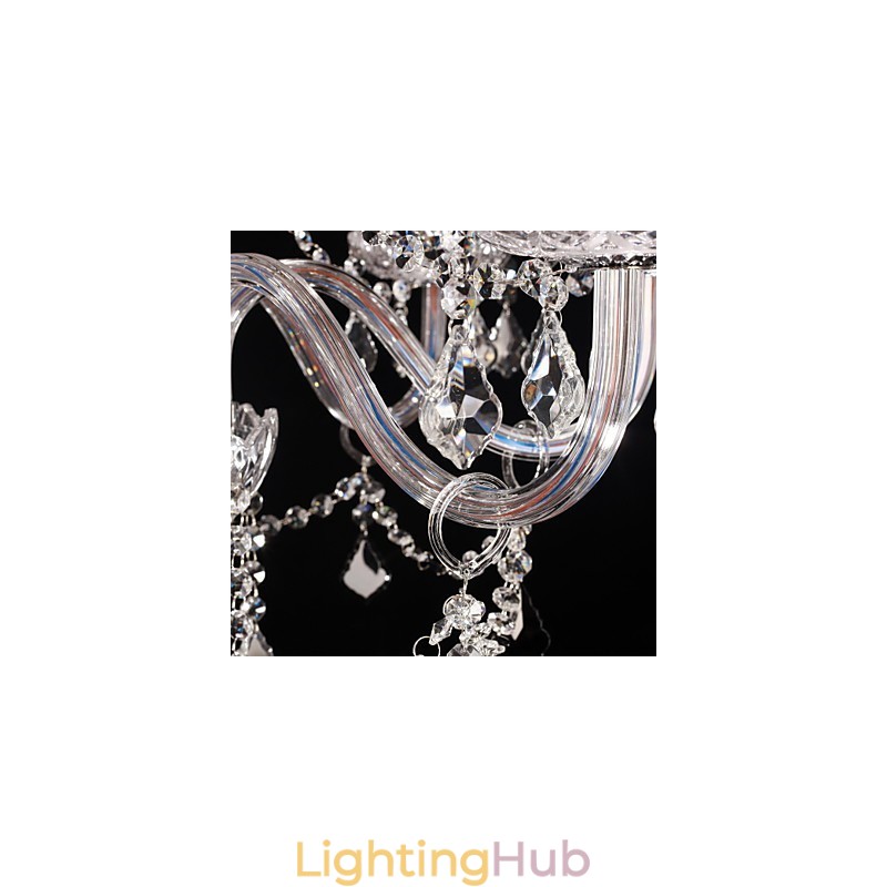 Chandelier Crystal Luxury Modern Living 8 Lights with Fabric Shade