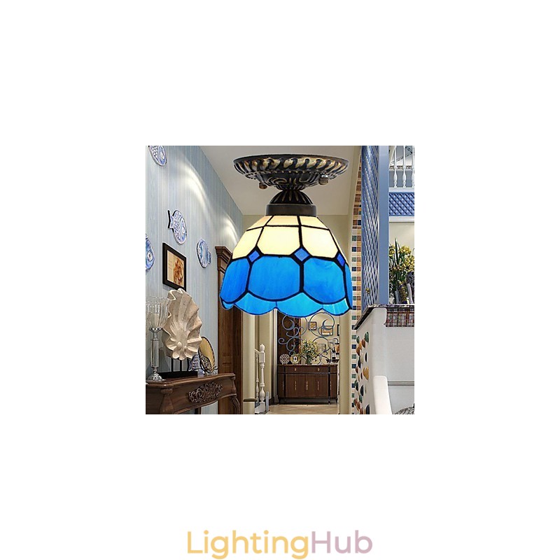 17*European Rural Creative Arts Stained Glass Absorb Dome Lamp Light