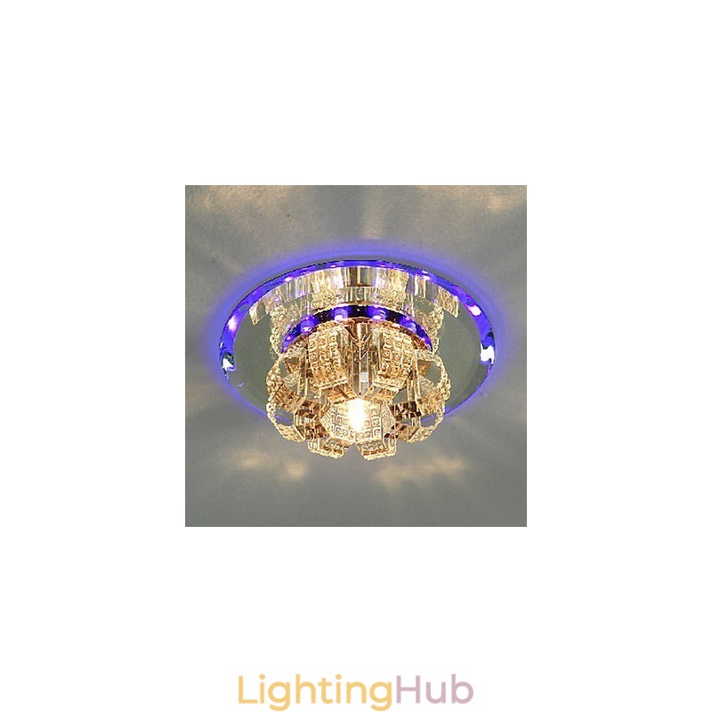 Modern Contemporary Crystal Electroplated Crystal Flush Mount
