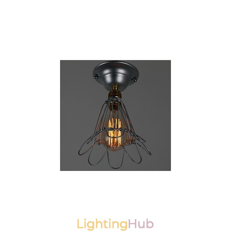 Country Style Mini Lamp 1 Light Painting Processing Silver