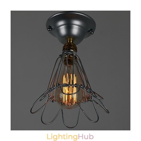 Country Style Mini Lamp 1 Light Painting Processing Silver