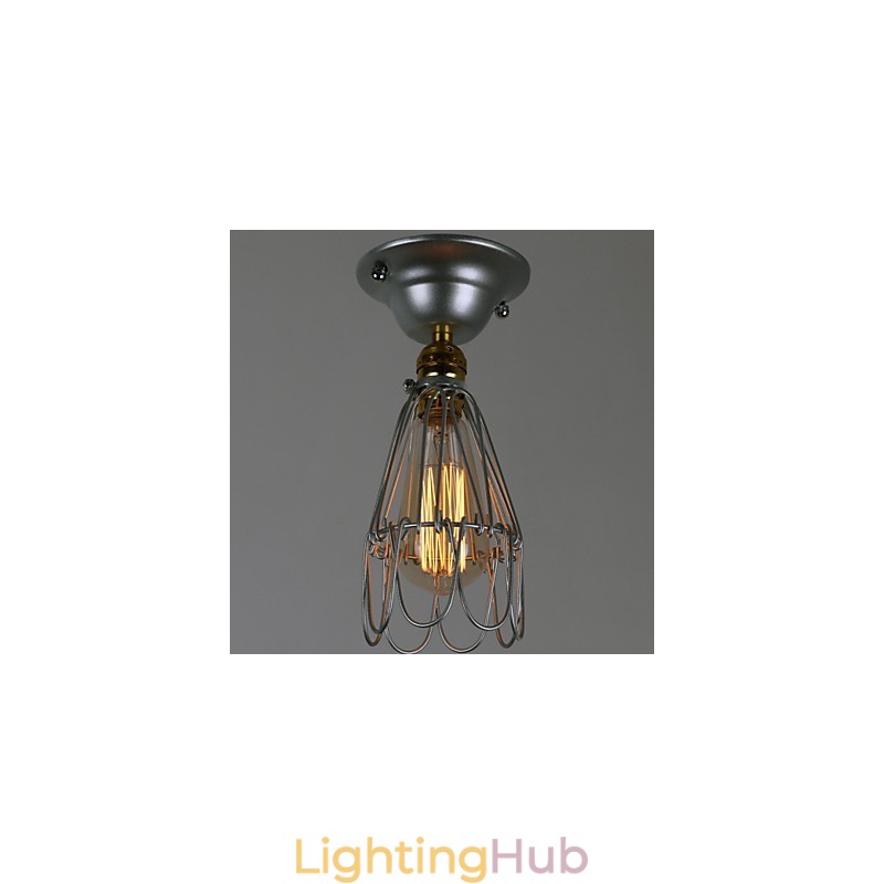 Country Style Mini Lamp 1 Light Painting Processing Silver