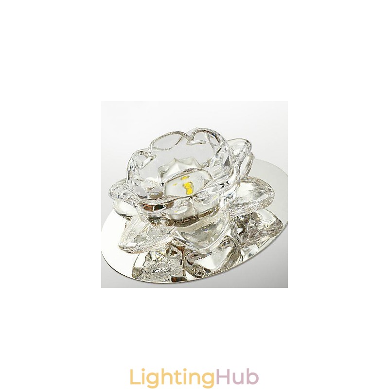 Modern Contemporary Crystal Mini Style Electroplated Metal Flush Mount