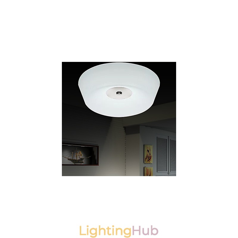 77W Modern Contemporary Chrome Metal Flush Mount