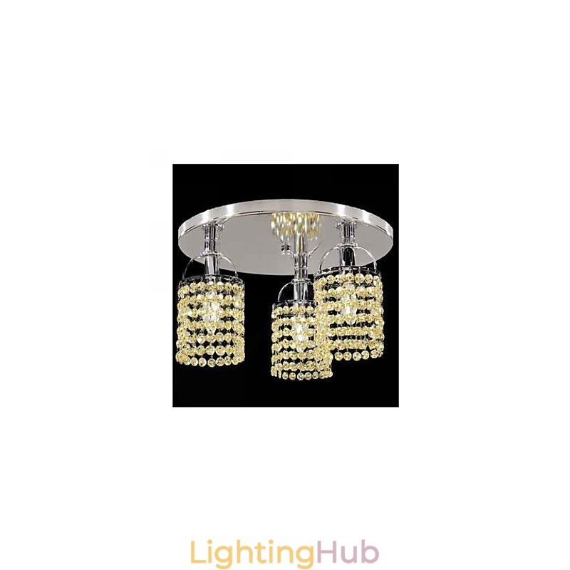 Modern Contemporary Crystal Electroplated Metal Chandelier Flush Mount