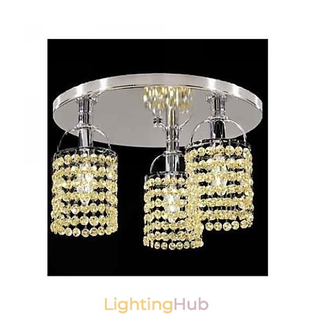Modern Contemporary Crystal Electroplated Metal Chandelier Flush Mount Modern Contemporary Crystal Electroplated Metal Chandelier Flush Mount