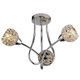 Modern Shining 3 Light Flush Mount In Crystal Design