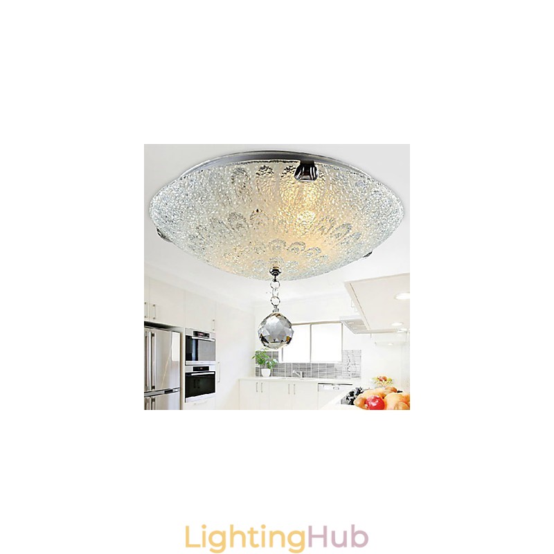 Modern Contemporary Crystal Nickel Flush Mount