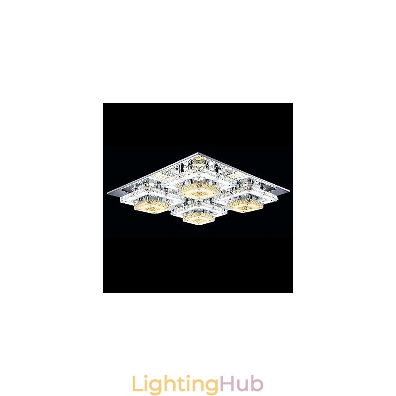 Modern Contemporary Crystal Chrome Metal Flush Mount