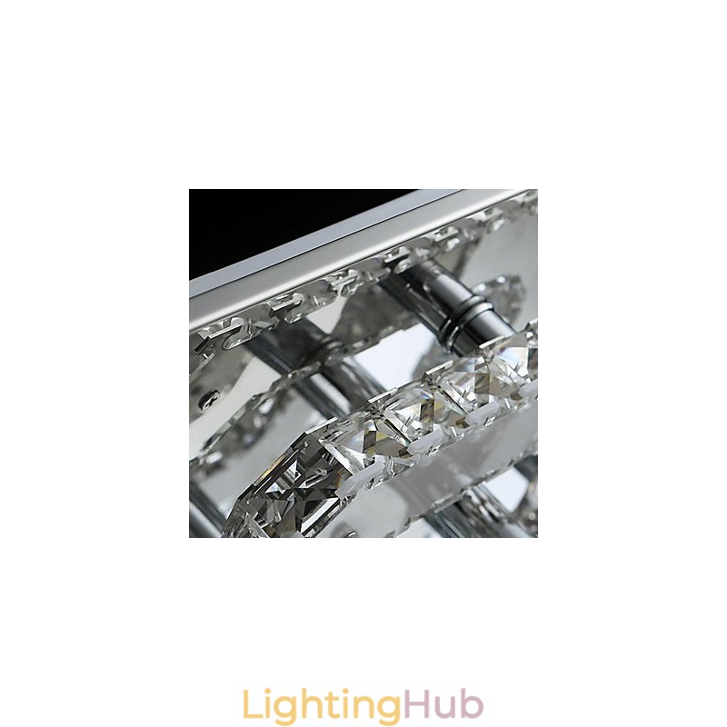 Modern Contemporary Crystal Chrome Metal Flush Mount
