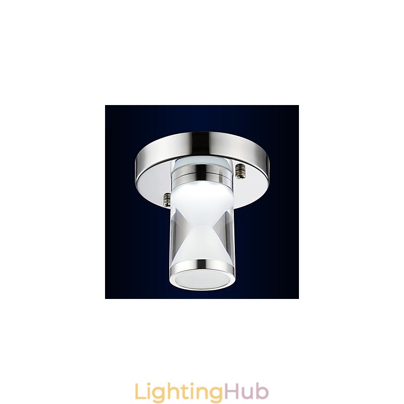 Modern Contemporary Chrome Metal Flush Mount Light