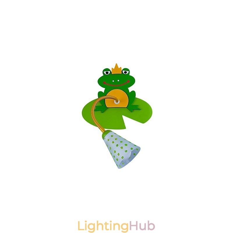 Contemporary Wood Children Wall Light with 1 Light in Frog Design