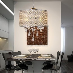 Drum Chandelier Crystal Modern 4 Lights Pendant Lamp