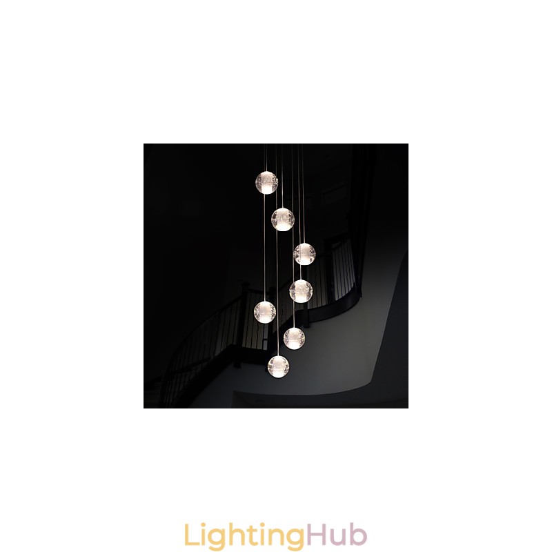 Modern Pendant Light Pendant Lamp G4 Retroifit 7 Lights Chrome Plating Crystal for Stairs Light