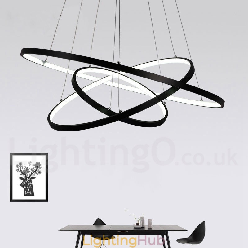 Dimmable Pendant Light with Remote Control Modern Design Three Rings