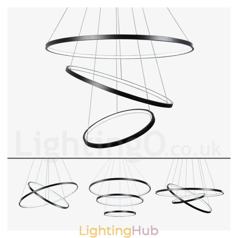 Dimmable Pendant Light with Remote Control Modern Design Three Rings