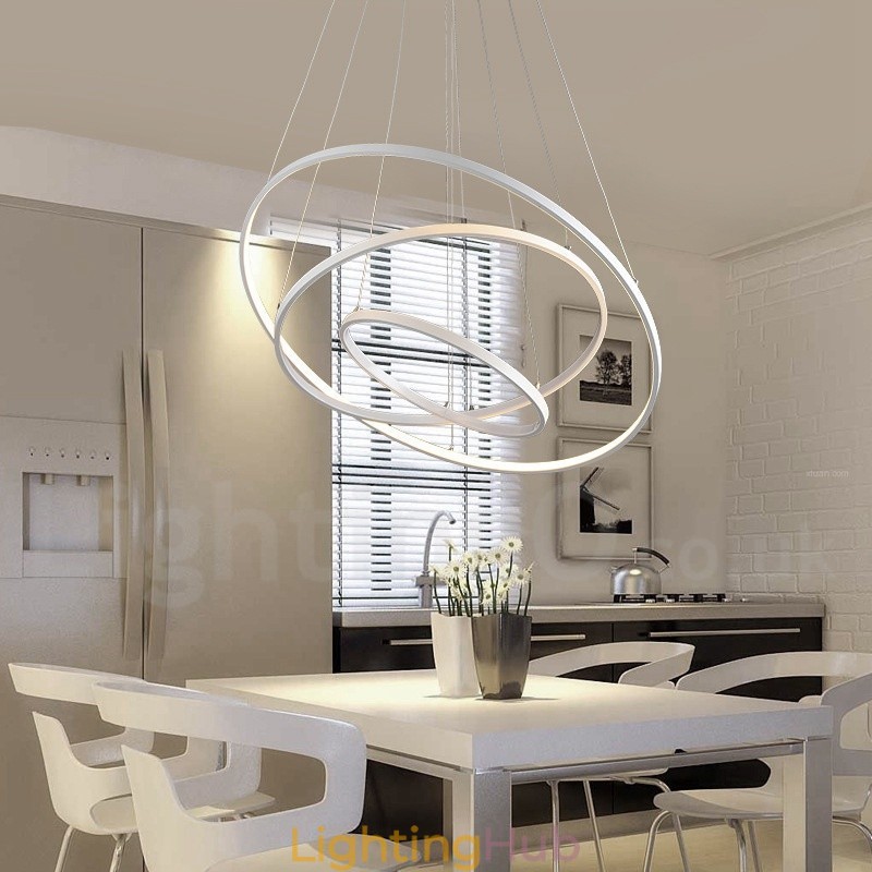 Dimmable Pendant Light with Remote Control Modern Design Three Rings