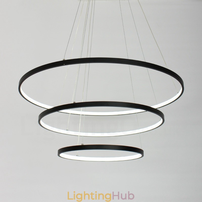 Dimmable Pendant Light with Remote Control Modern Design Three Rings
